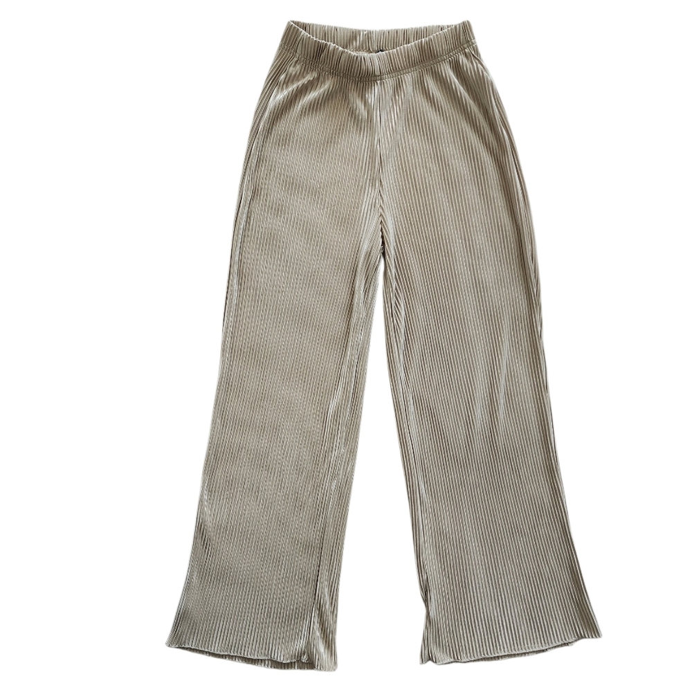 SHEIN Tan Plissé Wide Leg Pants - Size XXS Petite